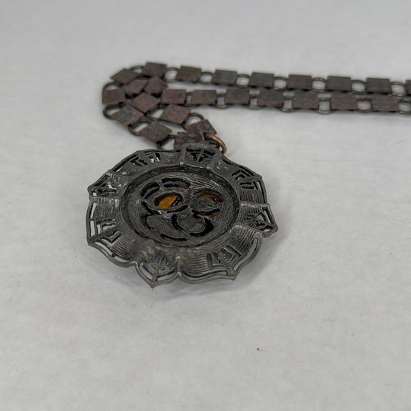 Antique 1900s Book Chain Multicolor Pendant Necklace Lot A40 - Picture 4 of 10